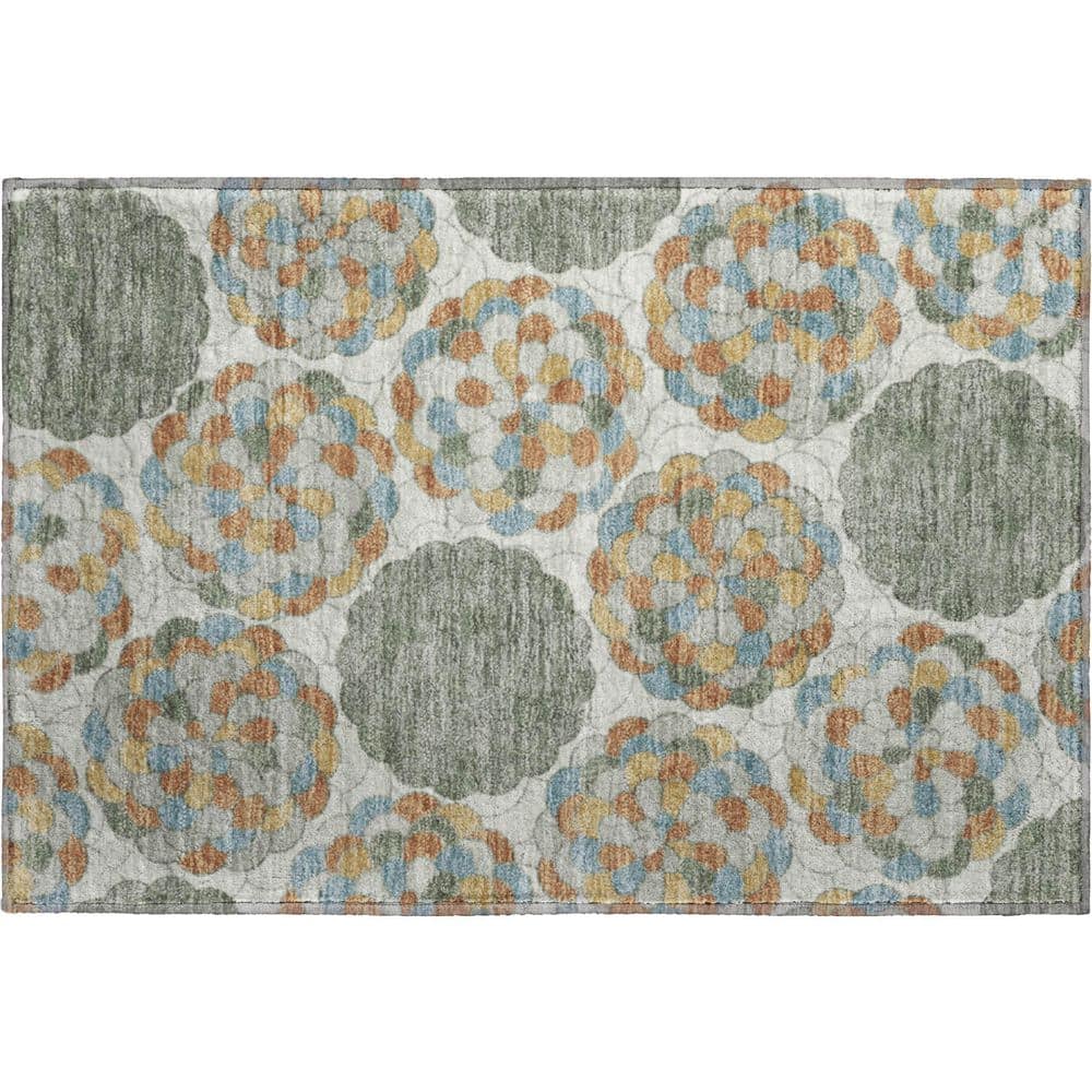 Mayfield Premium Machine Washable Abstract AMF2466 Basil 3 ft. x 4 ft. Area Rug price history on PriceWatchPro