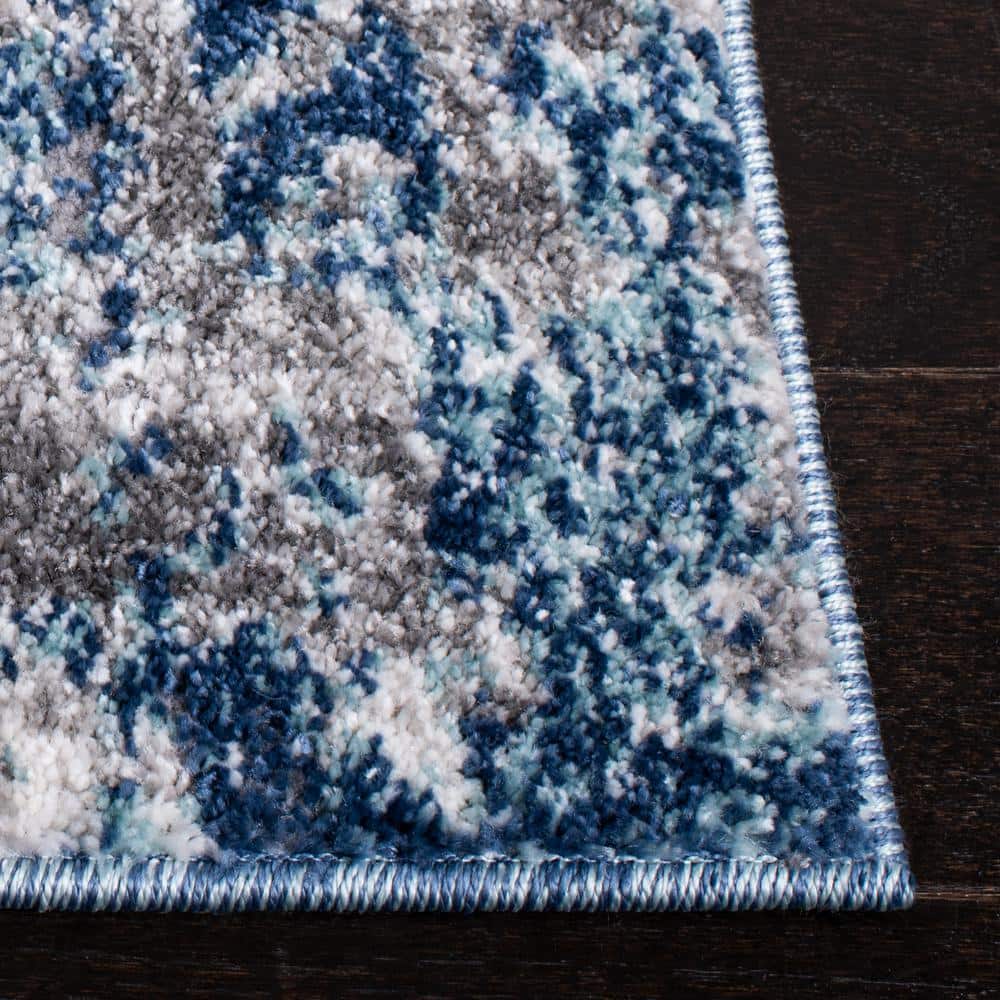 Aston Navy/Gray 9 ft. x 12 ft. Distressed Geometric Area Rug - thumbnail 7