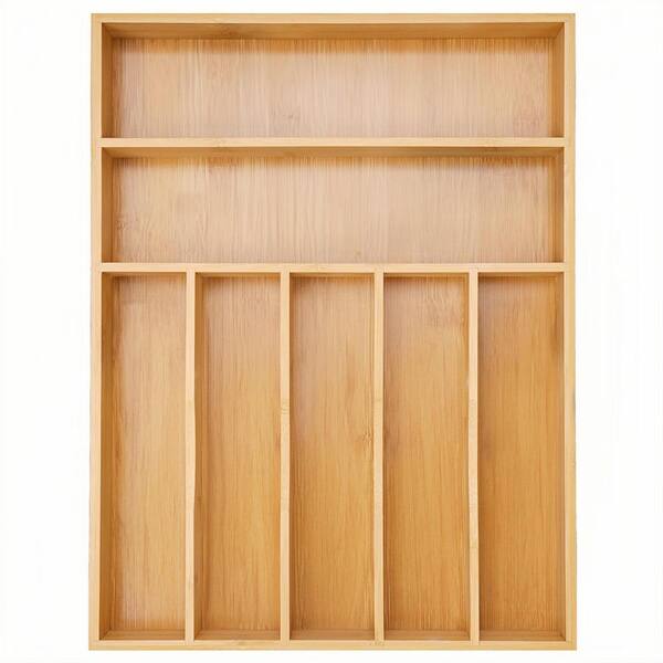 16.3 in. H x 12.4 in. W x 2 in. D Bamboo Flatware & Utensil Organizers for In-Drawer Organization, 7 Slots (1-Pack)