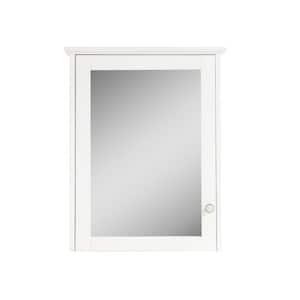 24 in. W x 30 in. H Rectangular Framed Wall Mounted Wood Bathroom Vanity Mirror Cabinet in White,Easy Hang,Soft-Close