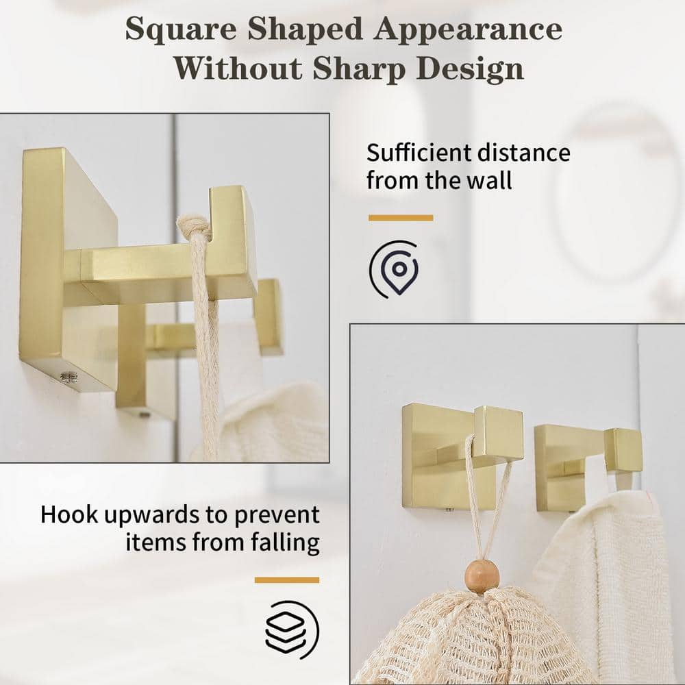 Brushed Gold 5-Piece Bathroom Hardware Set with Towel Bar