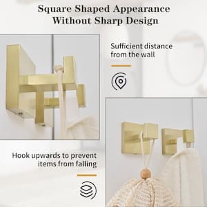5-Piece Bath Hardware Set with Double Hooks Towel Ring Toilet Paper Holder and 24 in. Towel Bar in Brushed Gold
