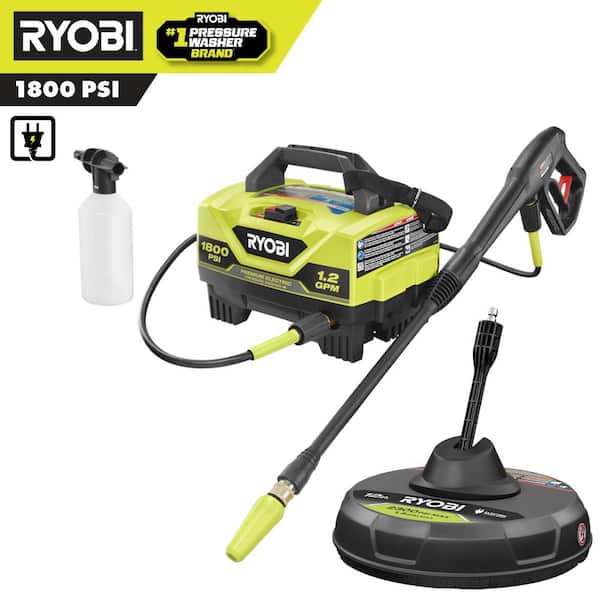 RYOBI 1800 PSI 1.2 GPM Cold Water Electric Pressure Washer with Surface Cleaner