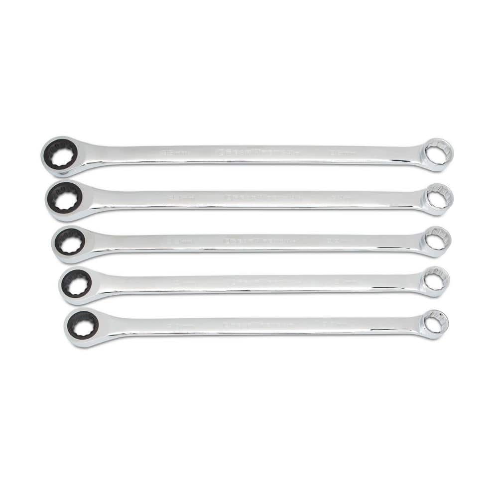 72-Tooth 12 Point Metric XL GearBox Double Box Ratcheting Wrench Set (5-Pie