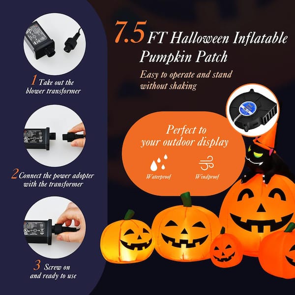 4 Foot Halloween Nflatable Pumpkn Decoraton Lghted For Home