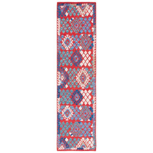 Aspen 2 ft. x 9 ft. Red/Blue Tribal Runner Rug