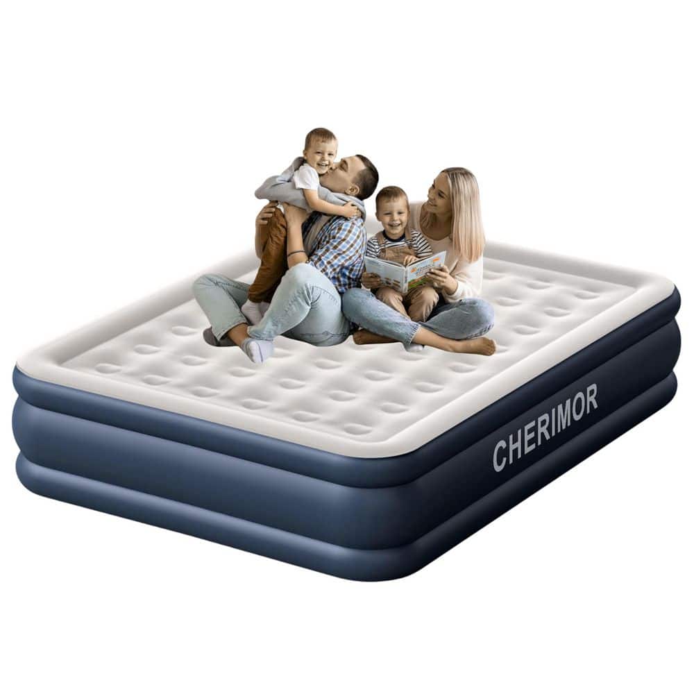 "18"" King Air Mattress with Built-in Pump, 1000-lb Capacity, Fast Inflation Guest Bed, Honeycomb Support, Blue" price history on PriceWatchPro