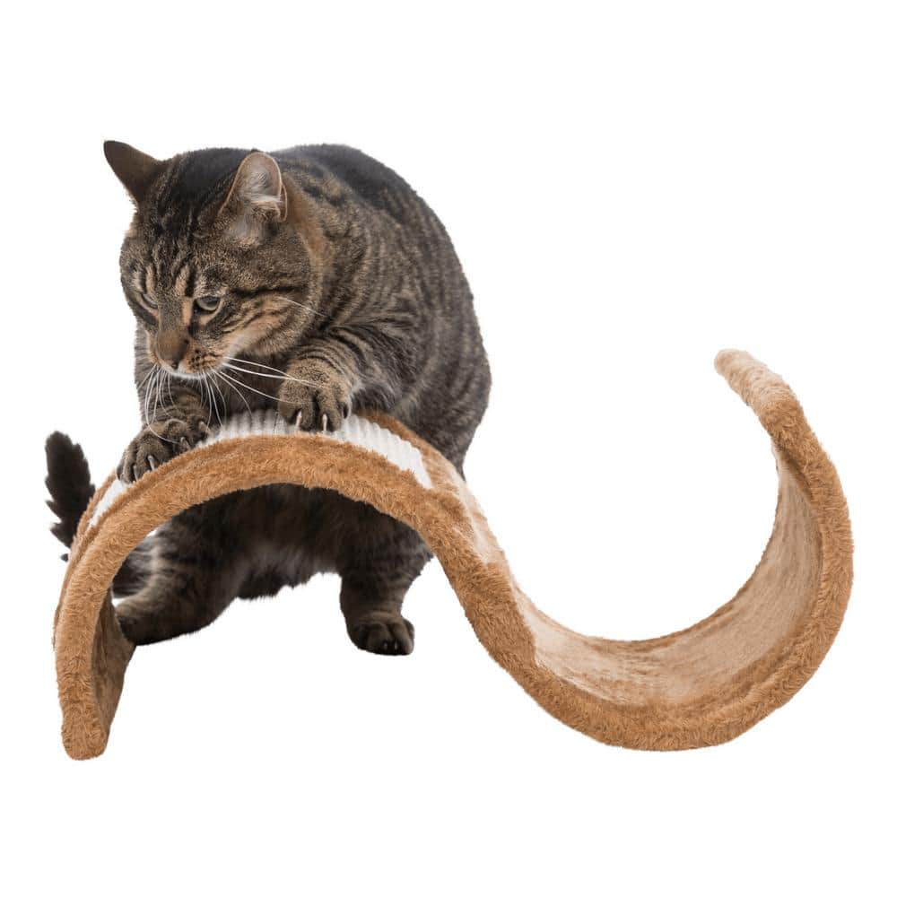 Brown Sisal Wave Cat Scratcher with Plush Cover