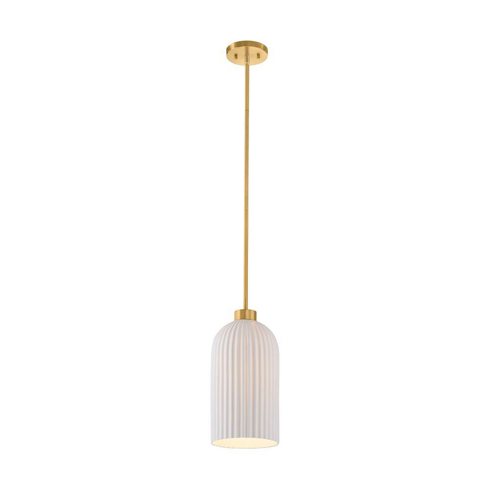 Isla Blanca Warm Brass Pendant with White Porcelain Shade