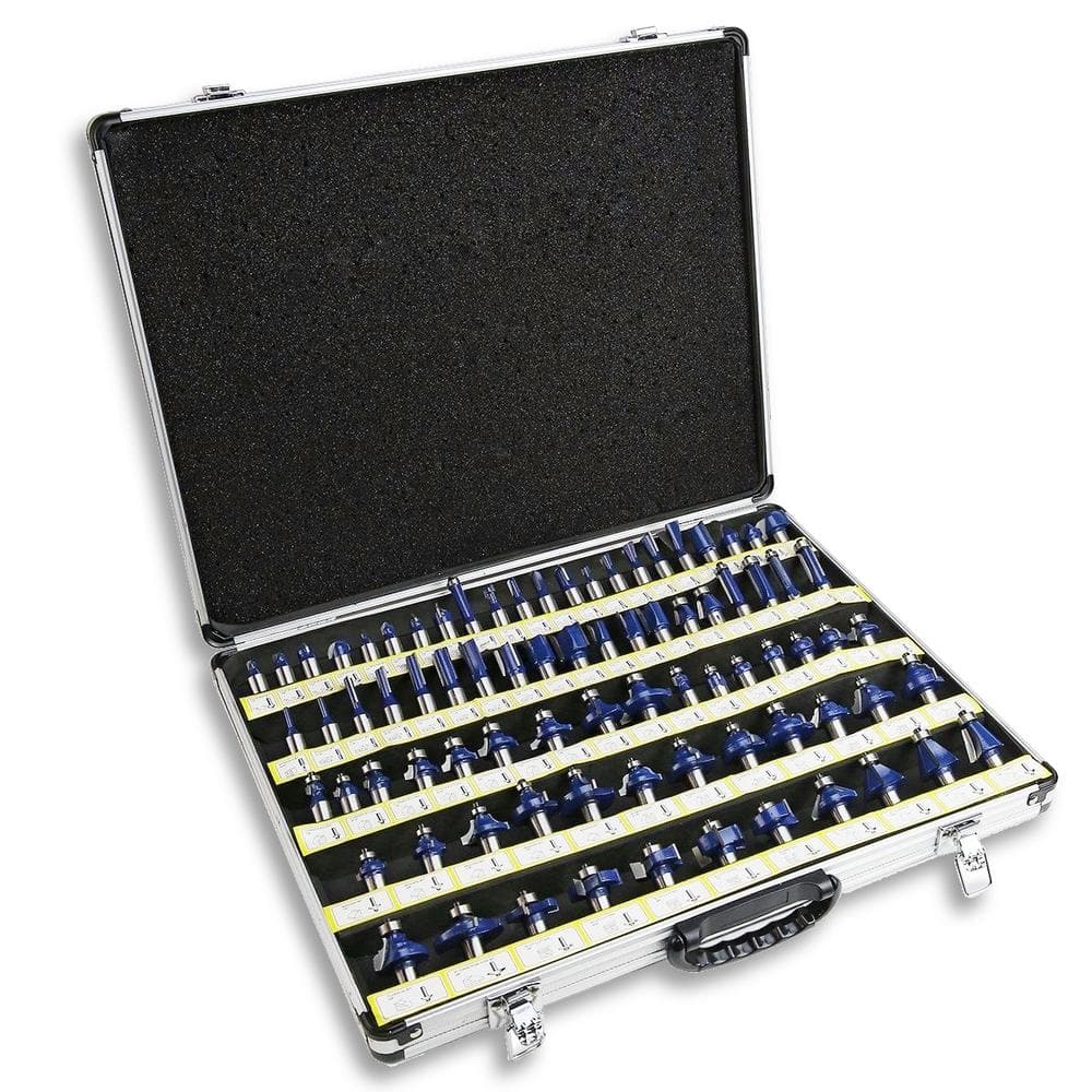Set includes a collection of the 80 most popular router bit types and sizes