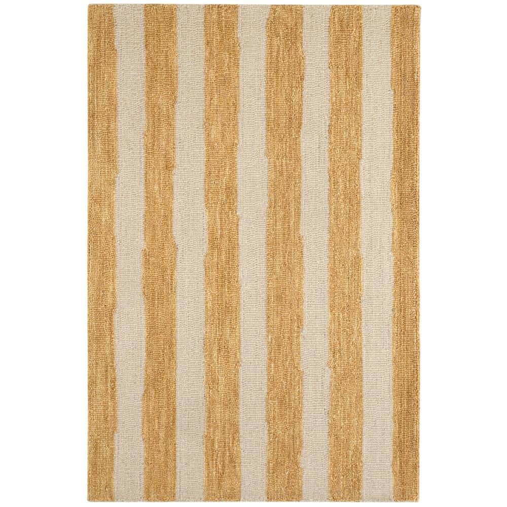 Silas Stripe Hand Micro Hooked Wool Gold 10 ft. x 14 ft. Indoor Area Rug price history on PriceWatchPro
