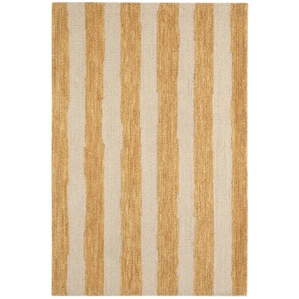 Silas Stripe Hand Micro Hooked Wool Gold 3 ft. x 5 ft. Indoor Area Rug