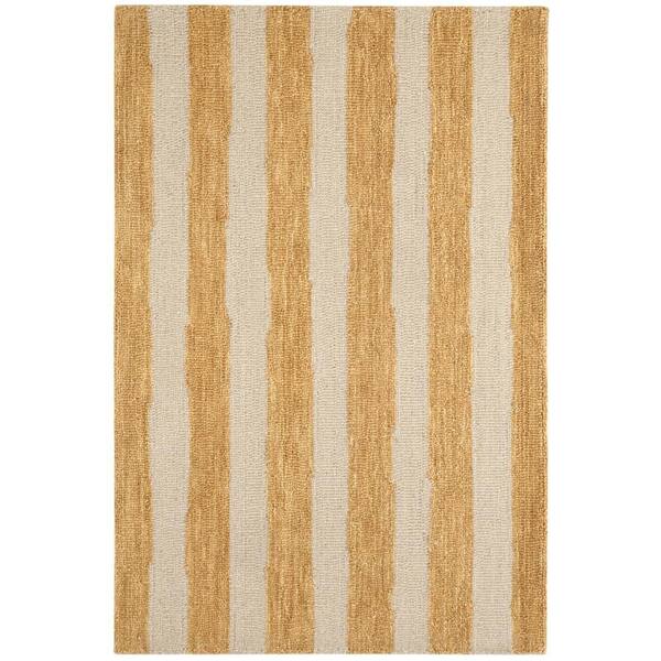 Silas Stripe Hand Micro Hooked Wool Gold 9 ft. x 12 ft. Indoor Area Rug