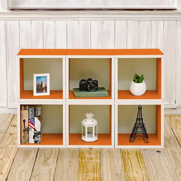 Way Basics 26 in. H x 40 in. W x 11 in. D Orange Recycled Materials 6-Cube Storage Organizer