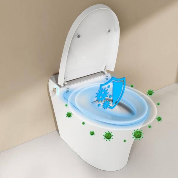 ANGELES HOME Elongated Smart Toilet Bidet with Adjustable Sprayer & Deodorizing in White