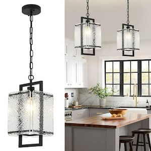 Black Mini Water Ripple Glass Pendant Light for Kitchen Island 1-Light Acrylic Pendant Light Fixture