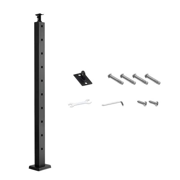 Cable Railing Post, 36 x 1 x 2 in. Stair Post with 30° Angled Holes, Stainless Steel, Cable for Cable Railing System
