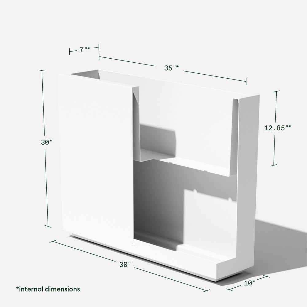 White Rectangular 30" Tall Modern Plastic Planter