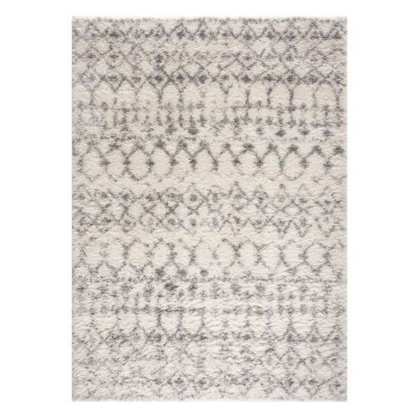 4 ft. x 6 ft. Gray and Ivory Southwestern Shag Power Loom Area Rug