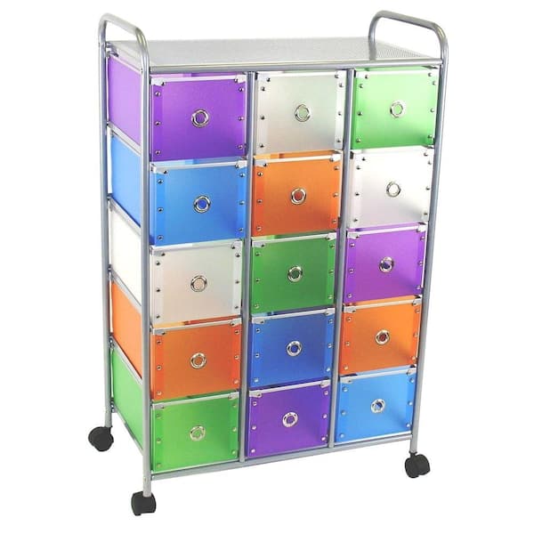 4D Concepts Metal storage Multi color drawers with silver metal frame Storage Furniture