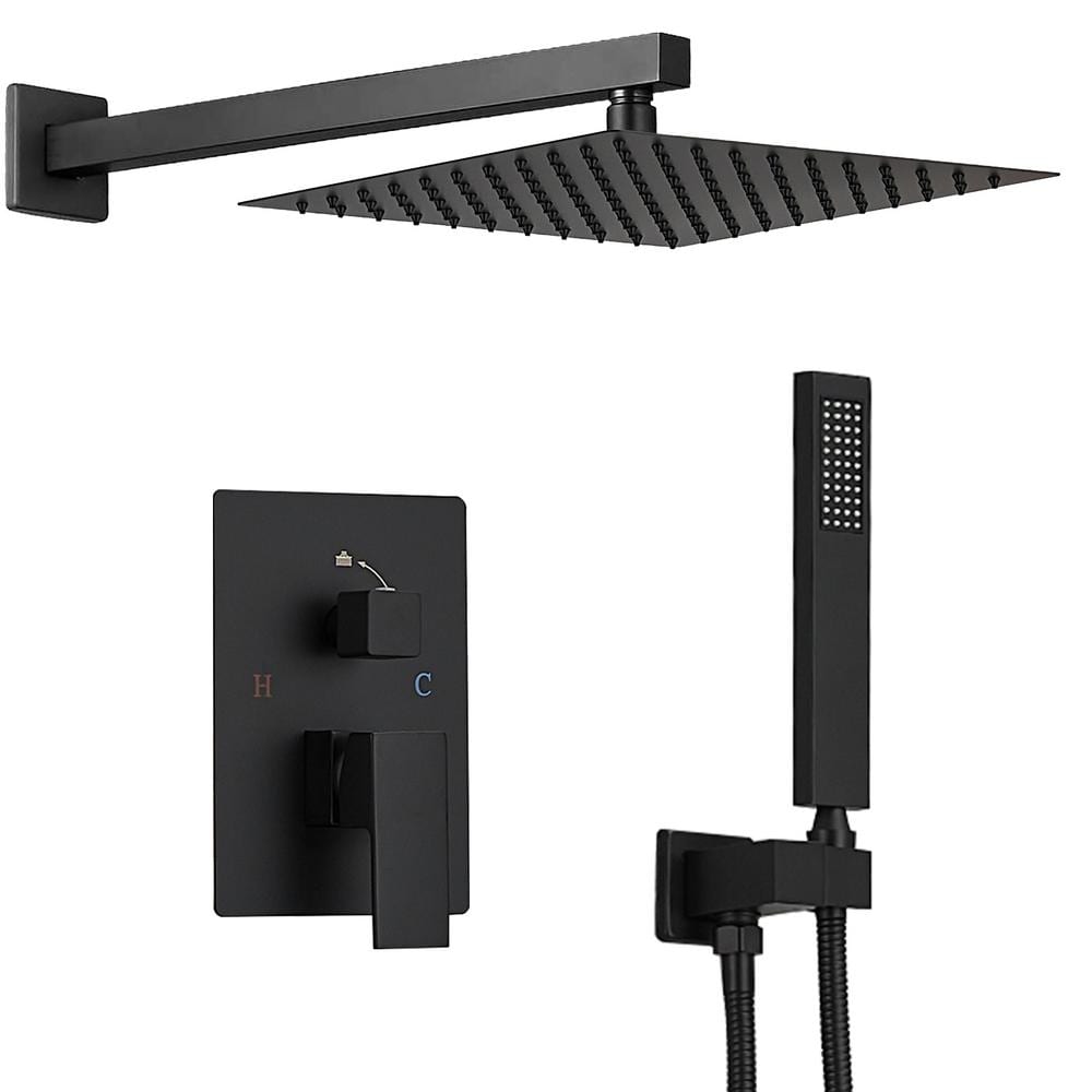"Single Handle 2-Spray 10"" Rainfall Shower Faucet 2.5 GPM with Adjustable Heads, Handheld in Matte Black" price history on PriceWatchPro