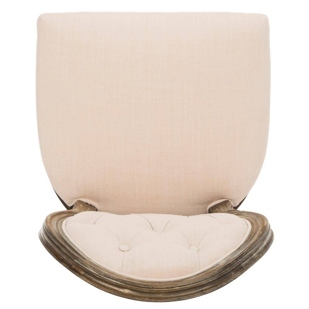 Beige Velvet Upholstered Tufted Side Chair Set with Medium Wood Frame