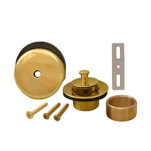 Lift and Turn Bath Tub Drain Conversion Kit with 1-Hole Overflow Plate Polished Brass