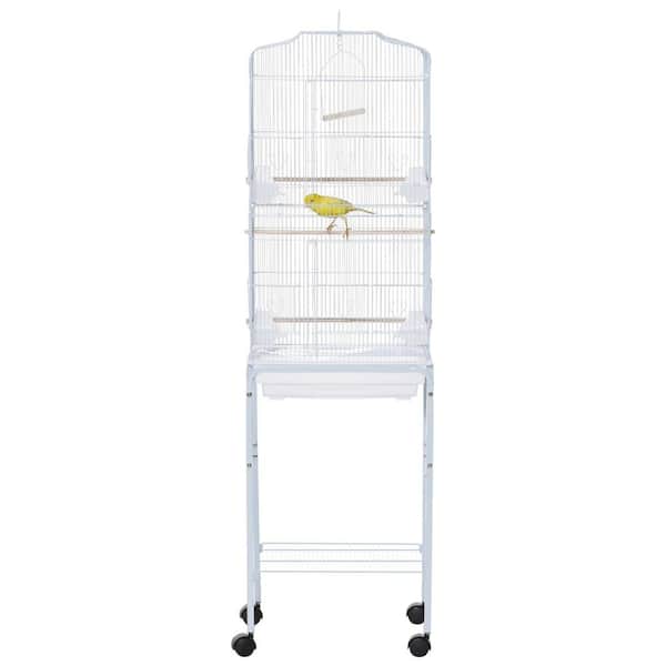 ECOCHIC SPACES INC Premium White Steel Budgie Starter Cage with Detachable Rolling Stand Bird House, Bird Cage