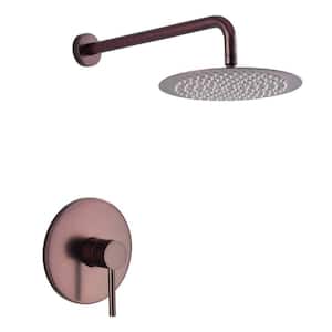 1-Spray Patterns with 1.5 GPM 10 in. Wall Mount Round Ceiling Fixed Shower Head in Brown Copper