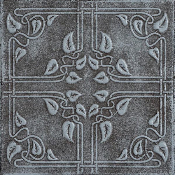 Ivy Leaves Moss Gray 1.6 ft. x 1.6 ft. Decorative Foam Glue Up Ceiling Tile (384 sq. ft. /case)