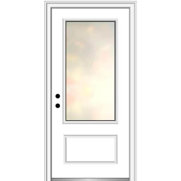 MMI Door Blanca 36 in. x 80 in. Right-Hand Inswing 3/4 Lite 1-Panel Primed Fiberglass Prehung Front Door with 4-9/16 in. Frame