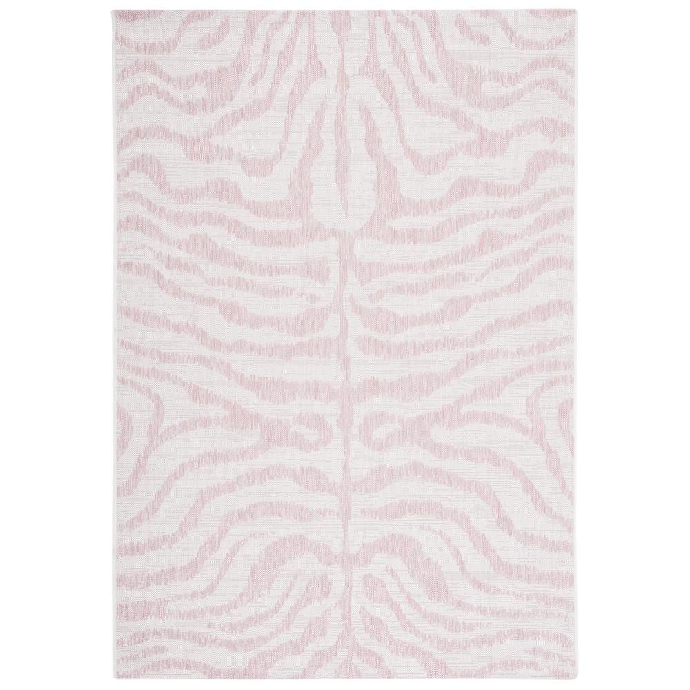 SAFAVIEH Courtyard Ivory/Pink 4 ft. x 6 ft. Zebra Indoor/Outdoor Area ...