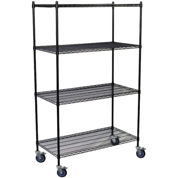 4-Tier Industrial Duty Steel Freestanding Garage Storage Shelving Unit in  Black (77 in. W x 78 in. H x 24 in. D)