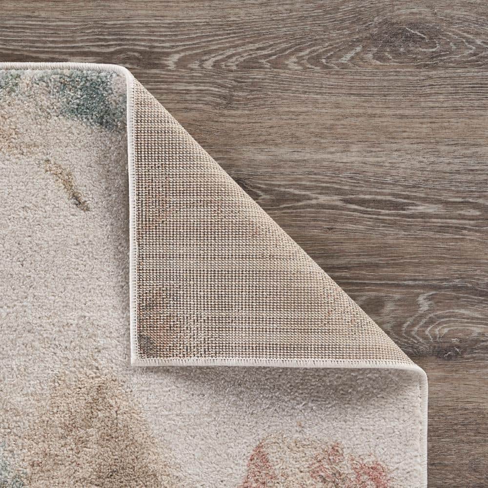 Blue Floral Synthetic Stain-Resistant 8' x 10' Area Rug