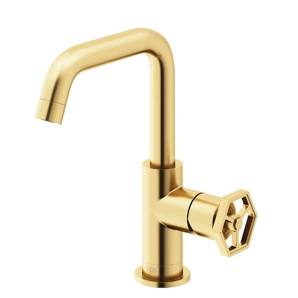VIGO Ruxton Single Handle Single-Hole Bathroom Faucet in Matte Brushed Gold