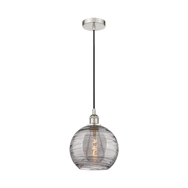 Athens Deco Swirl 100-Watt 1-Light Polished Nickel Standard Mini Pendant Light with Painted Glass Shade