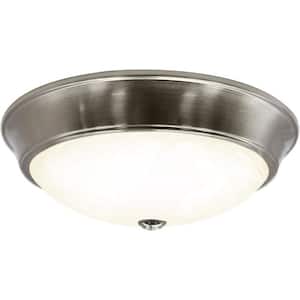 15 in. Dimmable 3000K LED Flush Mount Ceiling Light Fixture with Alabaster Glass Shade