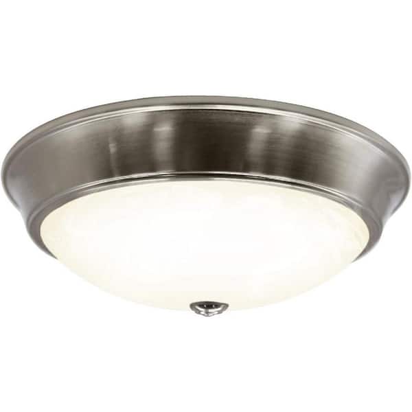 Lecoht 15 in. Dimmable 3000K LED Flush Mount Ceiling Light Fixture with Alabaster Glass Shade