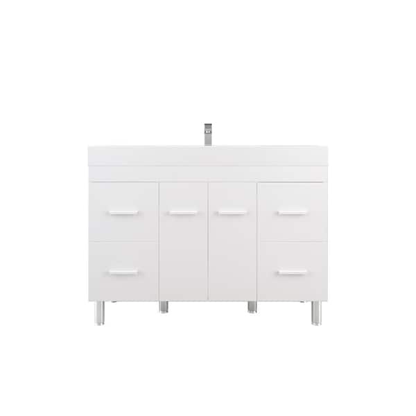 null Ripley 48 in. W x 19 in. D x 36 in. H Vanity in White with Acrylic Vanity Top in White with White Basin