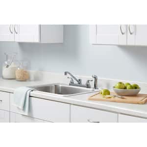 Constructor Double-Handle Standard Kitchen Faucet with Side Sprayer in Polished Chrome