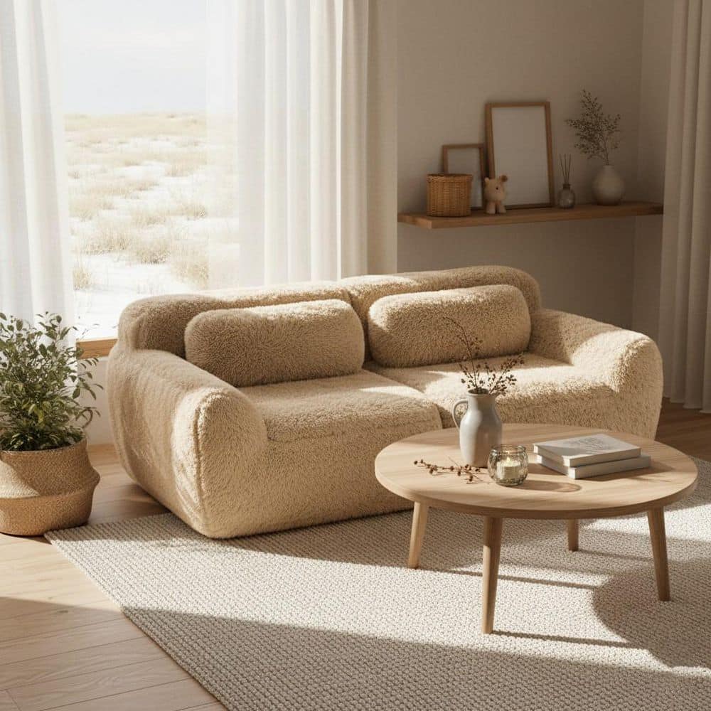 Homy Casa 80.4 in. Armless 2-Seat Plush Microfiber Modular