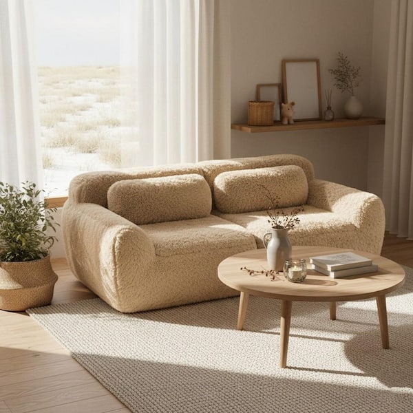 Homy Casa 80.4 in. Armless 2-Seat Plush Microfiber Modular
