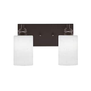 Albany 13 in. 2-Light Espresso Vanity Light with White Muslin Glass Shades
