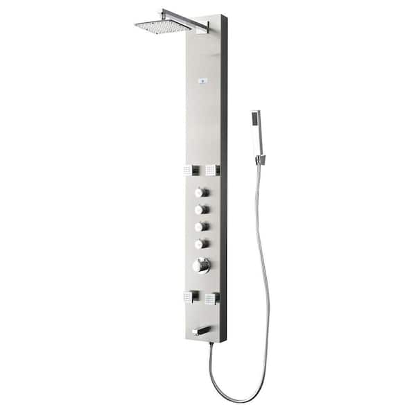Fresca Pavia 4-Jet Shower Panel System in Brushed Silver (Valve Included)