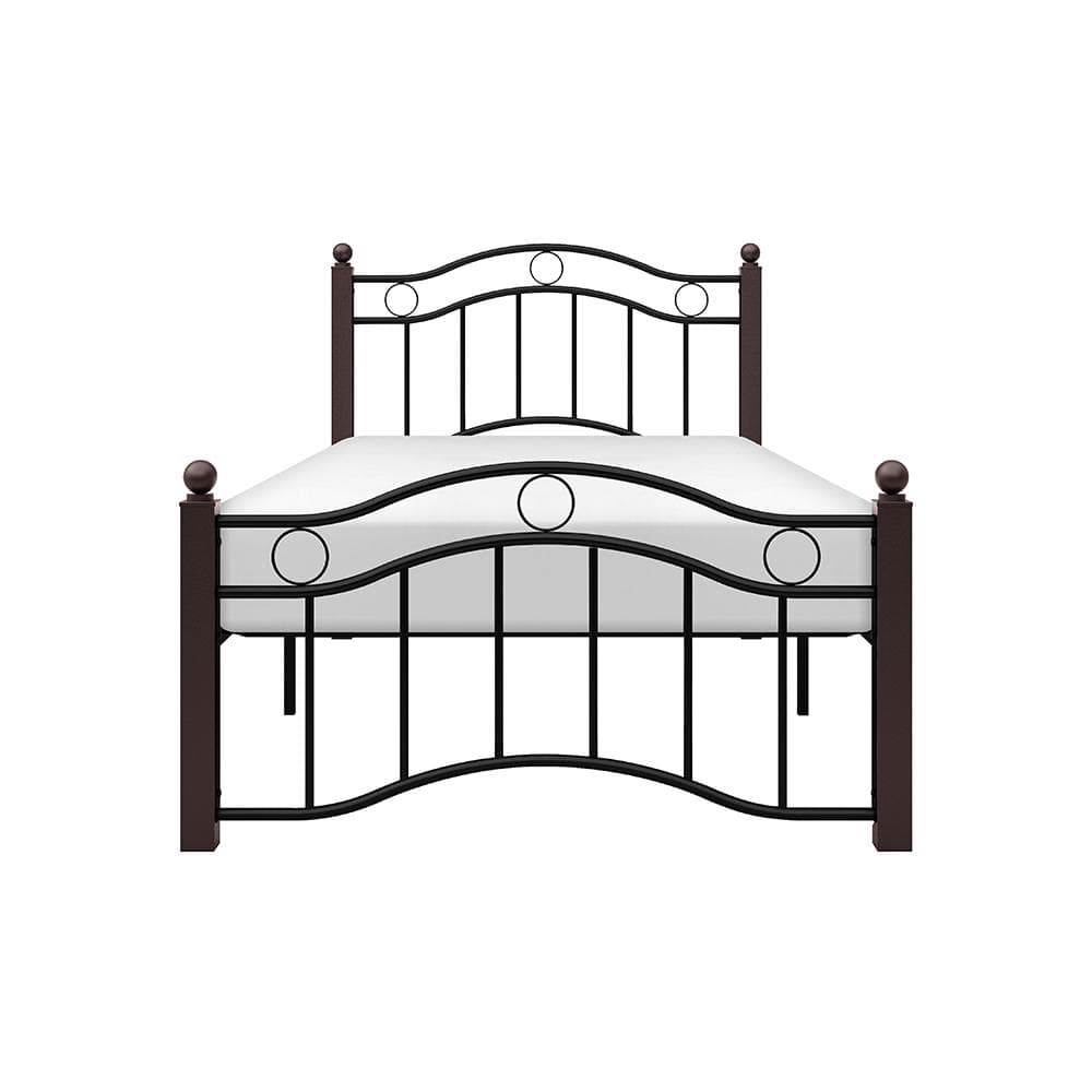 Averny Twin Black and Brown Metal Platform Bed Frame