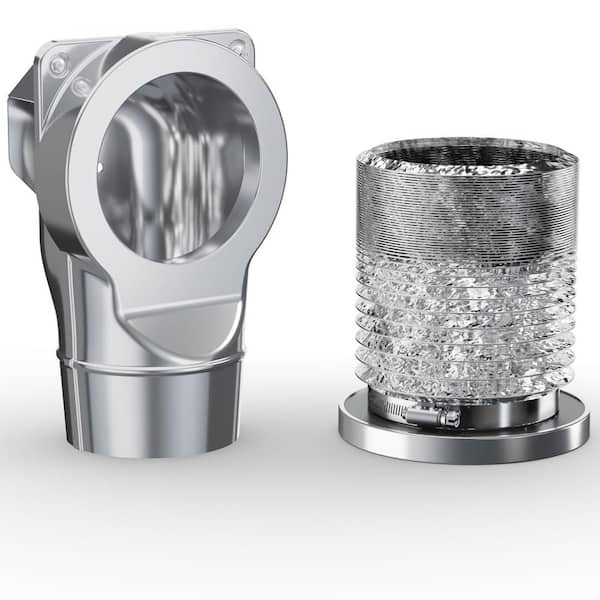 Magnetic Dryer Vent Coupling, DV90 Airtight Seal Dryer Vent Connector Kit with 1- 2.6 ft. 4 in. Duct and 2 Clamps