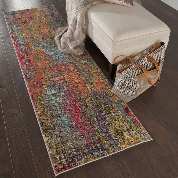 Celestial Sunset Multicolor 2 ft. x 8 ft. Abstract Bohemian Kitchen Runner Area Rug