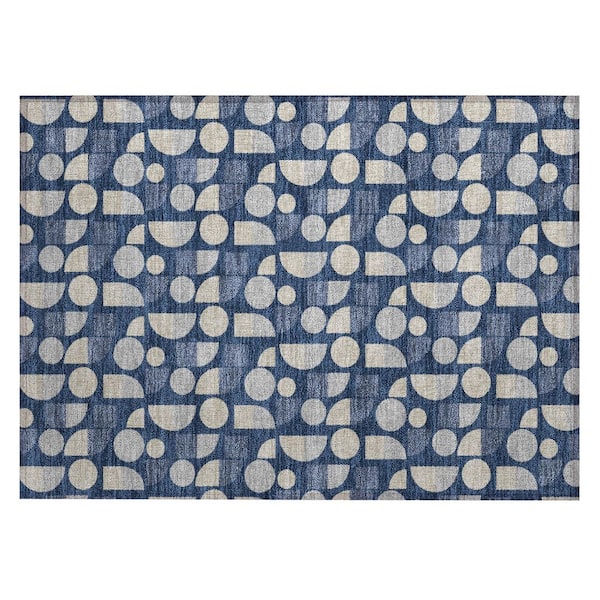 Chantille Machine Washable Indoor/Outdoor Abstract ACN2921 Navy 2 ft. x 3 ft. Accent Rug