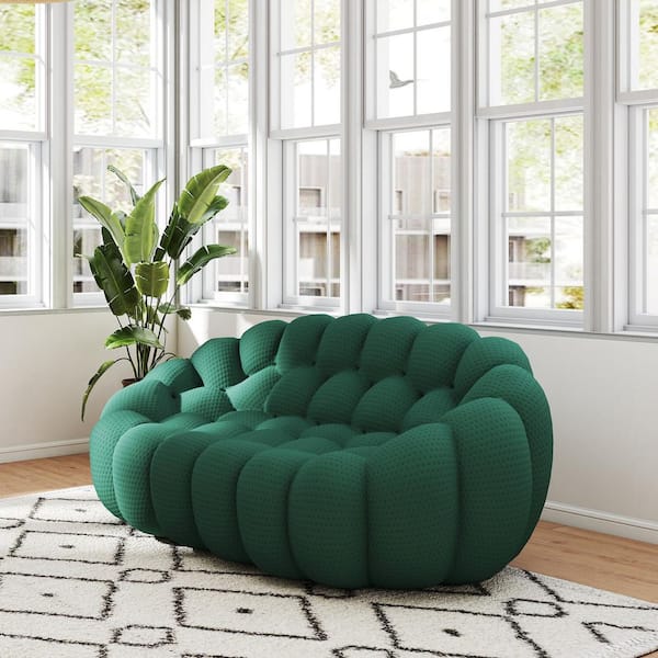 Magic Home 79 in. Bubble Curved Sofa, Green Mesh Fabric