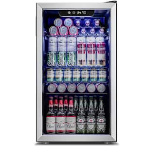 17.5 in Single Zone 126 Can Beverage and Wine Cooler in Stainless Steel, Silver